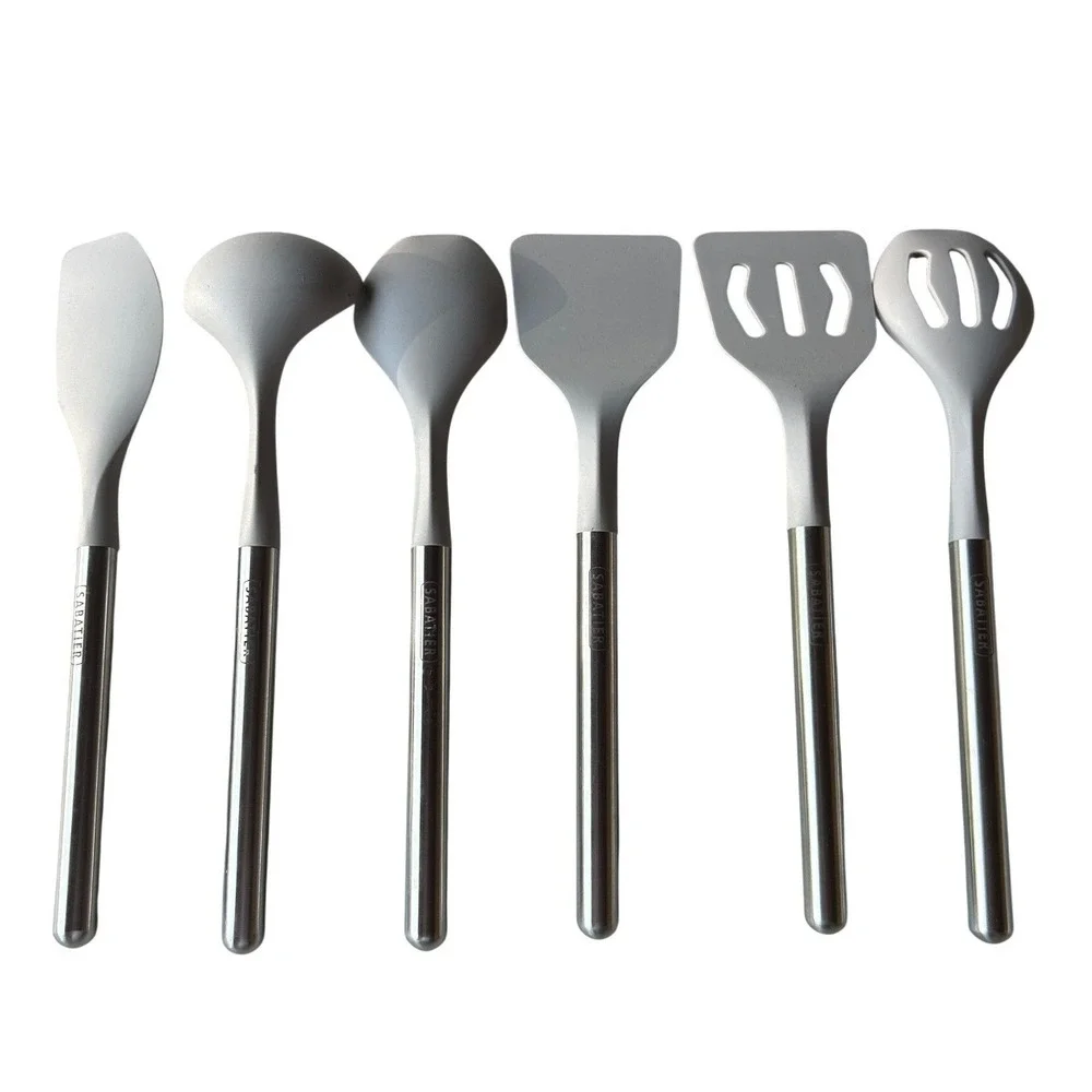 Sabatier Gray Silicone Stainless Steel 6 Piece Kitchen Utensil Set